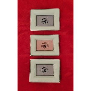 Lot of 3 Porcelain Ashtrays The Monkey Club Possibly  Sylvie Langet? 4x3 Inches